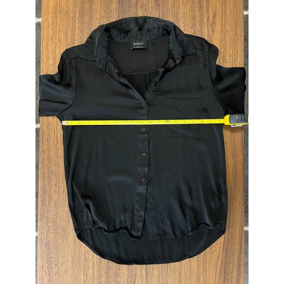 Bardot Lena Satin Shirt Blouse Long Sleeve In Black Size Medium - Picture 4 of 6